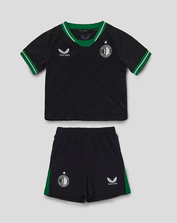 Baby Feyenoord away kit top and shorts in black with green trim and club crest