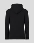 Back view of the black FEYENOORD core hoodie for women with a hood and ribbed hem