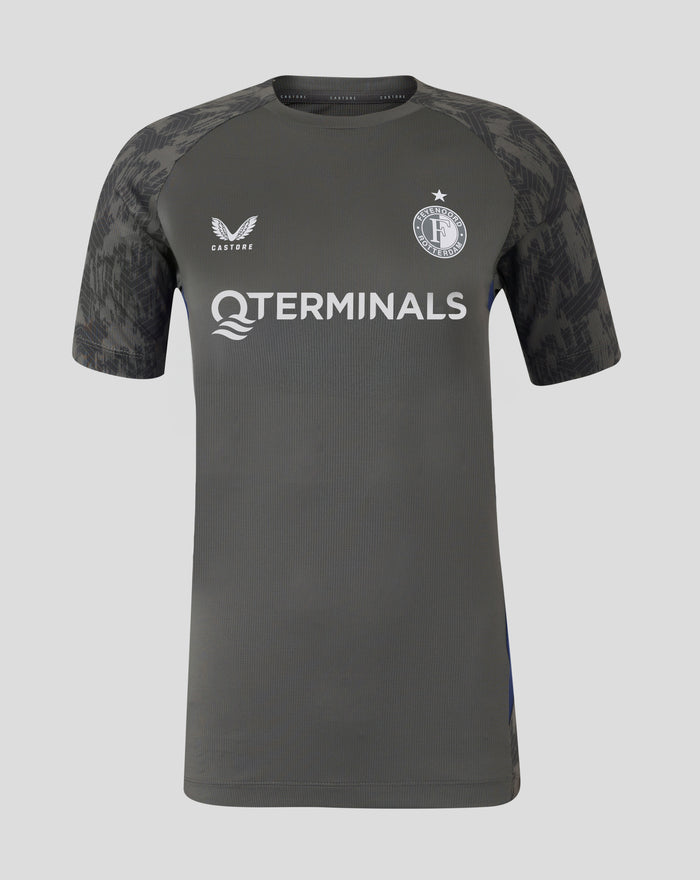 Feyenoord Coaches Training T-shirt for women 2025-2026 gray with round neck short sleeves and contrasting side panels