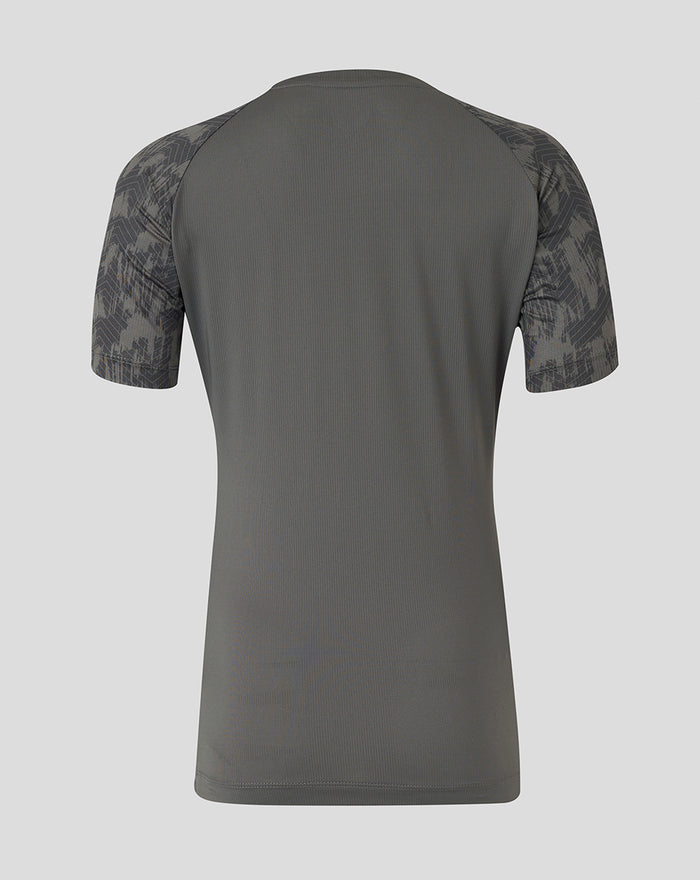 Back view of the Feyenoord Coaches Training T-shirt for women 2025-2026 in dark gray with camo sleeves
