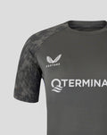 Close-up of chest on the Feyenoord training shirt showing Castore logo and partial TERMINALS text across the front.