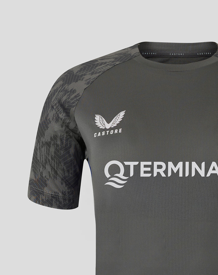 Close-up of chest on the Feyenoord training shirt showing Castore logo and partial TERMINALS text across the front.