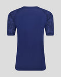 Back view of navy Feyenoord Spelers Training T-shirt for women with a plain back and patterned sleeves