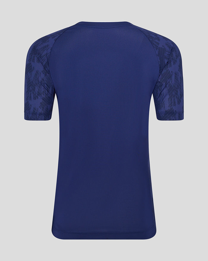Back view of navy Feyenoord Spelers Training T-shirt for women with a plain back and patterned sleeves