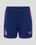 Back view of navy women’s Feyenoord training shorts with pink side panels and Feyenoord crest on one leg and Castore logo on the other