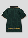 Back view of dark green Feyenoord jersey with XII in gold at the neck and black and gold collar trim