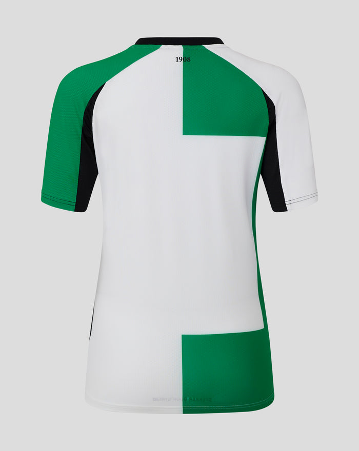 Back view of Feyenoord Pro Derde Shirt 2024-2025 for women showing green white panel pattern and 1908 on the upper back.