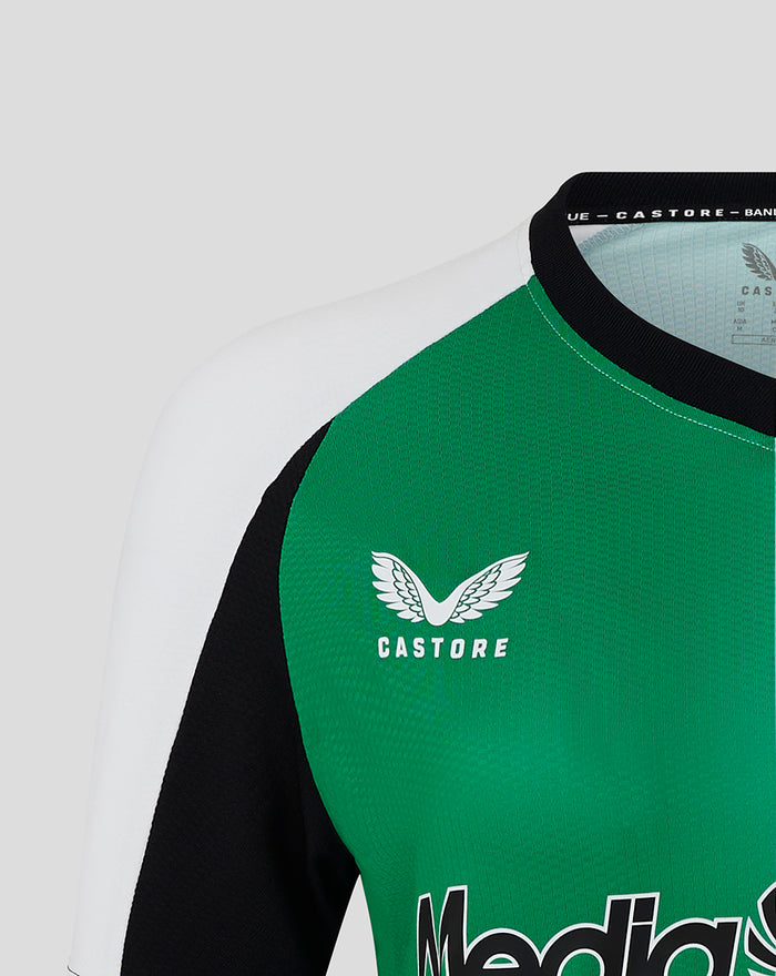 Groen voorpaneel met witte mouwen van Feyenoord Pro Derde Shirt 2024-2025 vrouwen Europa met Castore logo