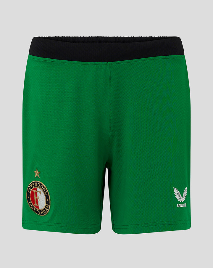 Back view of green Feyenoord Pro Third Short with black elastic waistband.
