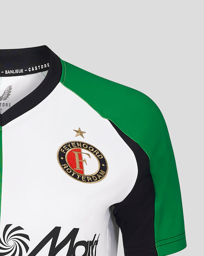 Feyenoord third shirt 2024-2025 for women with white body, green sleeves, and embroidered club crest on the left chest.