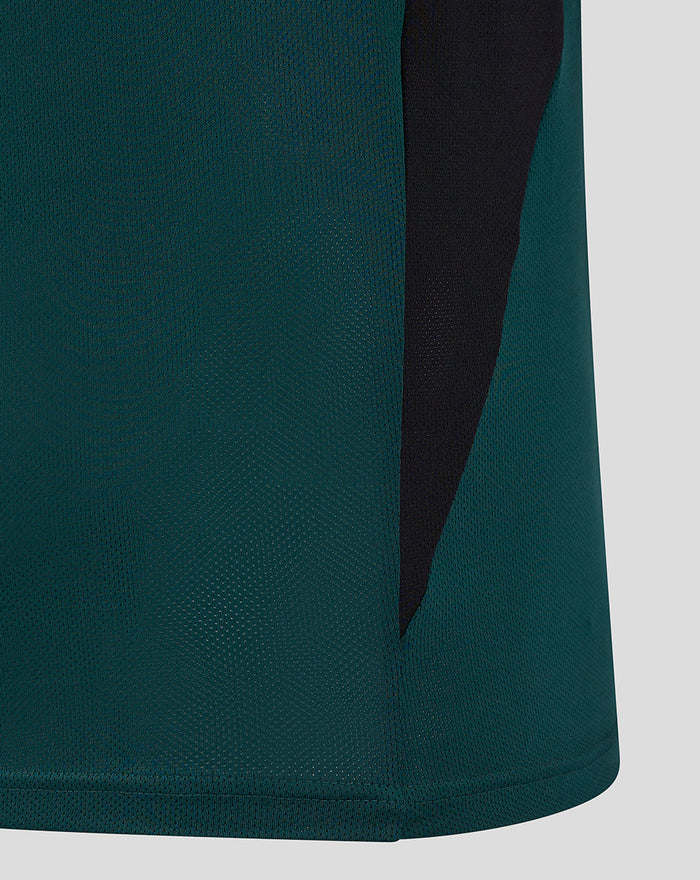 Close up of Feyenoord Pro Coach Training T Shirt women showing teal torso with black side panel