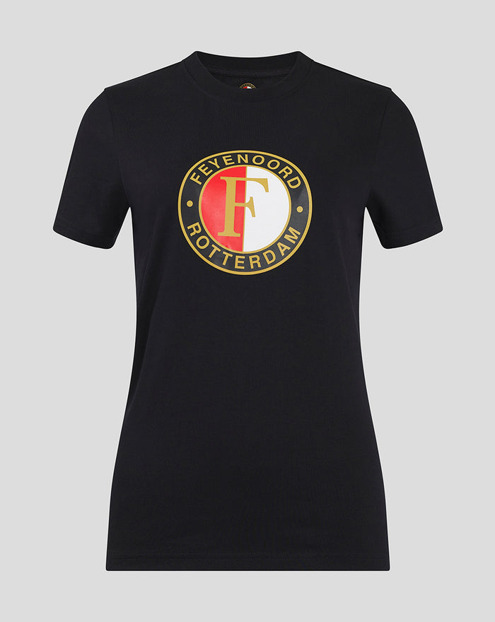 Black women's Feyenoord Core Logo T-Shirt with a large circular front logo