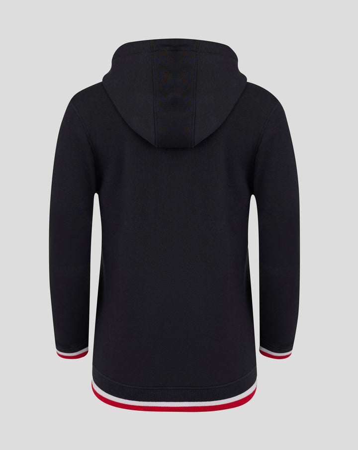 Back view of a dark navy Feyenoord Classic Full Zip Hoodie for women with hood