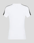 Back view of white Feyenoord Classic Cotton T shirt for women with black shoulder piping
