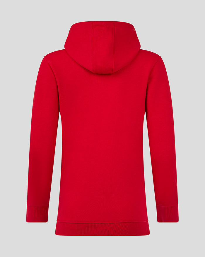 Back view of red Feyenoord Core women's hoodie with hood