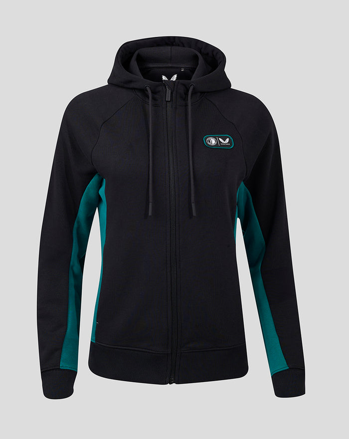 Women's Feyenoord Castore fleece jacket with hood full zip and teal side panels
