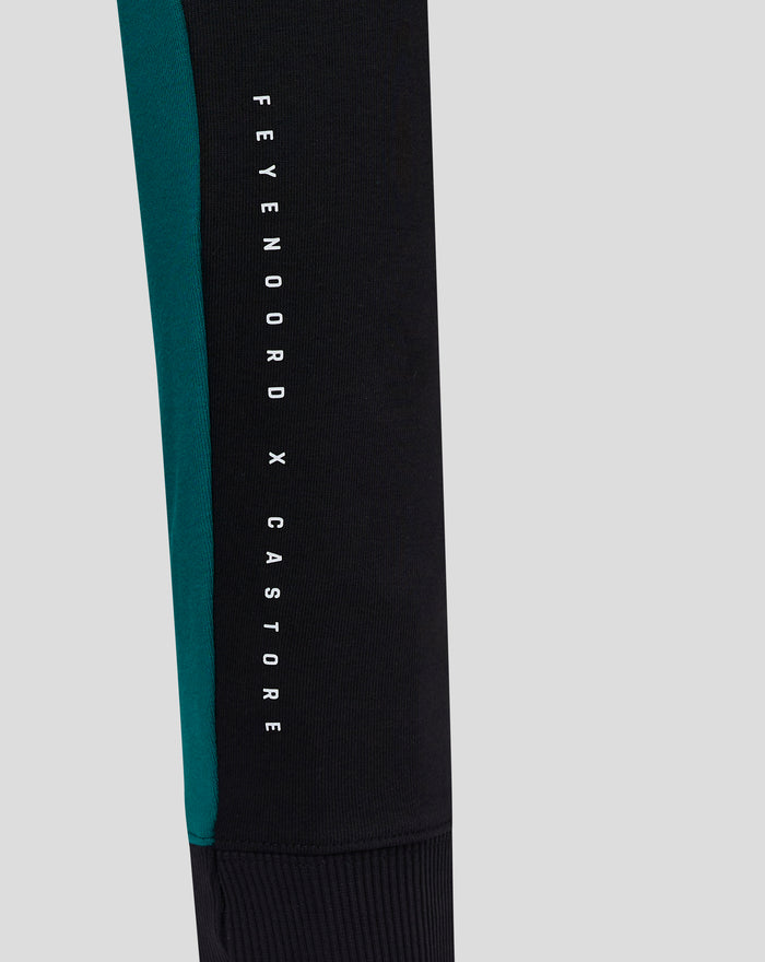 Feyenoord x Castore women's fleece jacket in black with teal side panel and vertical branding