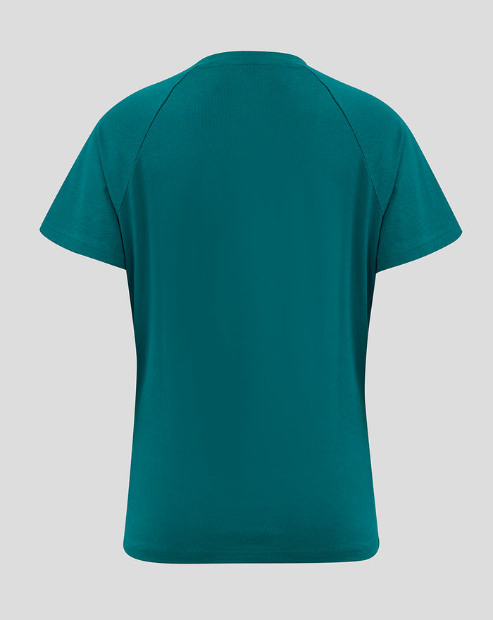 Back view of teal Feyenoord Castore cotton T-shirt for women