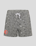 Grey star print pajama shorts for women with white drawstring and a Feyenoord emblem on the left leg