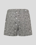 Gray pajama shorts covered in white and dark gray stars