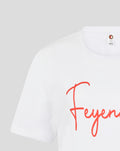 Close up of white pajama T shirt neckline with official product tag visible
