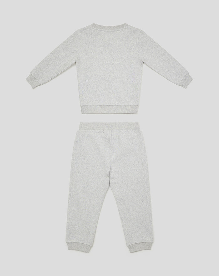 Back view of grey Feyenoord kids sweater and joggers set