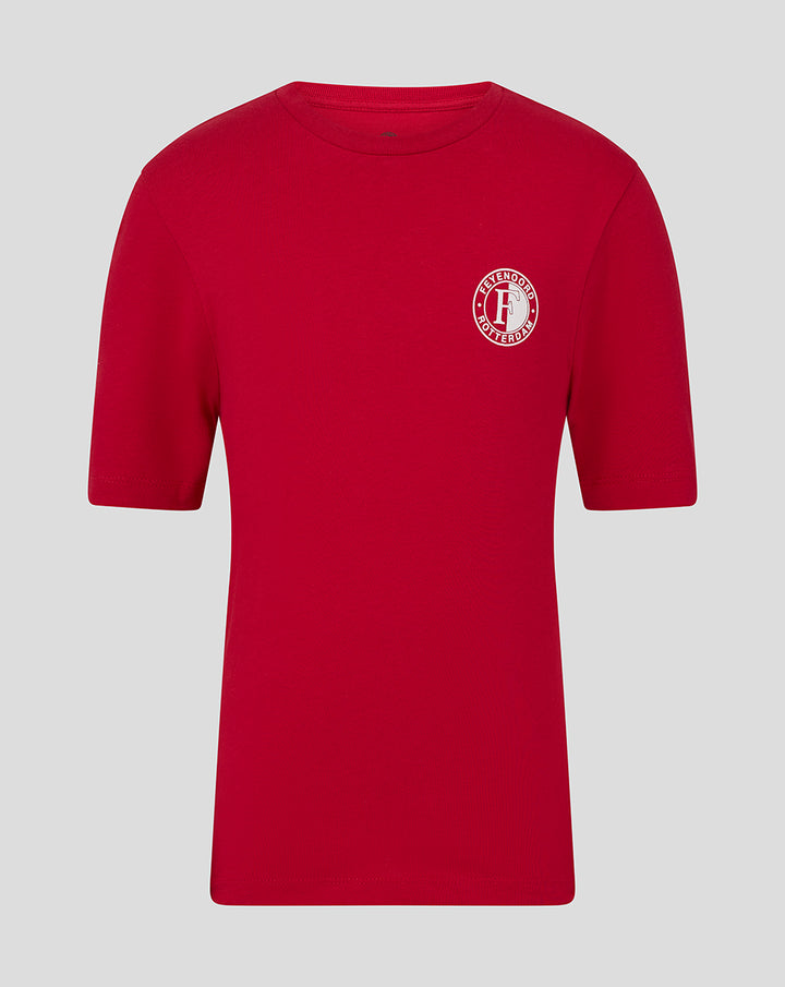 Red Feyenoord Core Crest T-shirt for juniors with a white circular crest on the left chest