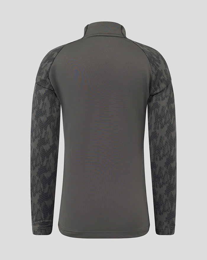 Back view of Feyenoord Coaches Training Midlayer Top with plain torso and patterned sleeves.