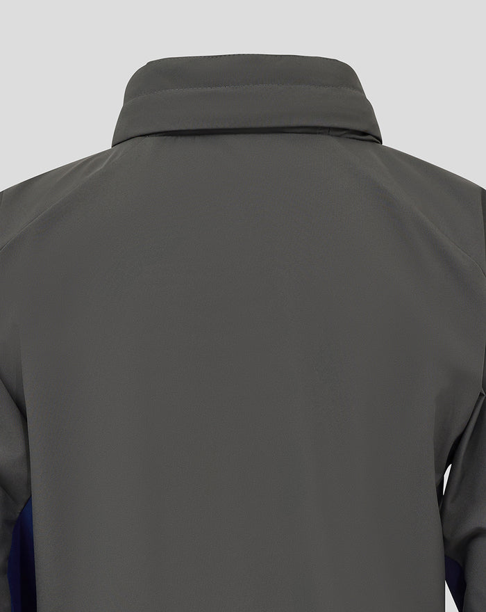 Back view of the grey Feyenoord training jacket with smooth fabric and subtle shoulder seams