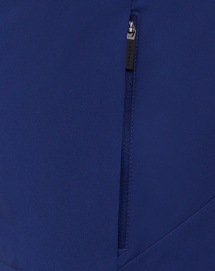 Close-up of a navy blue Feyenoord junior training rain jacket zipper