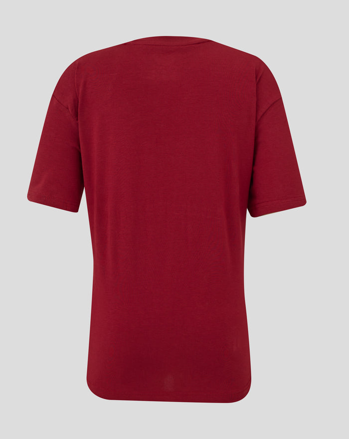 Back view of red Feyenoord Travel T-Shirt for juniors with a minimalist design