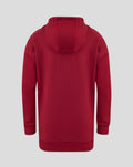 Rear view of red Feyenoord Travel Hoody with hood up, plain front and neat stitching.