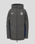 Front view of grey Feyenoord junior coaches training jacket with crest badge and Castore logo