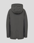 Back view of grey hooded training jacket