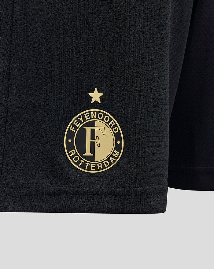 Feyenoord Vierde Short junior in black with a gold club crest and star badge