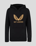 Black junior hoodie with gold wing emblem and Het Legioen text on the chest