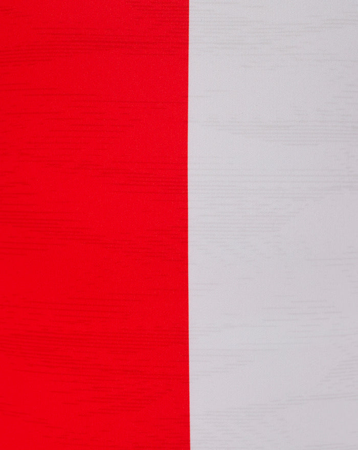 Feyenoord home shirt fabric close up with bold red and white panels