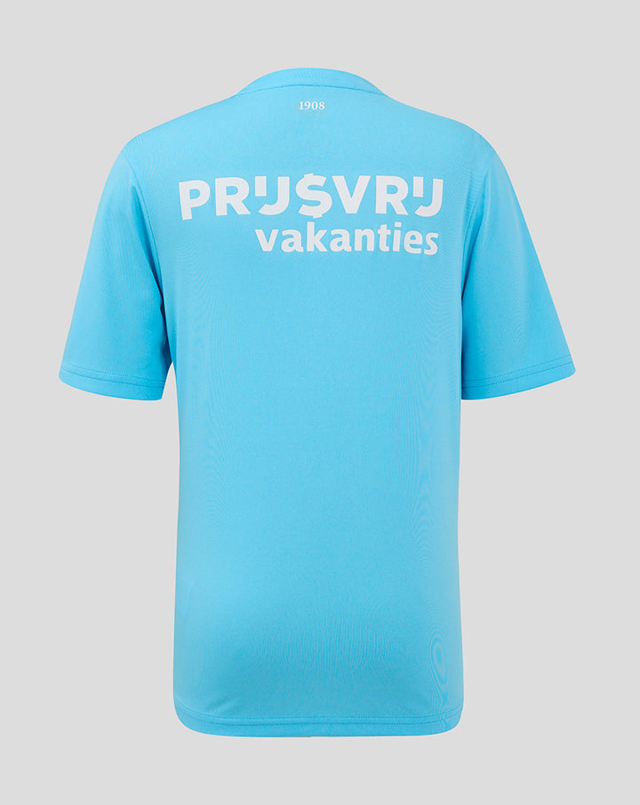 Back view of Feyenoord Keeper Thuisshirt 2024-2025 Junior in sky blue with large white print across the back.