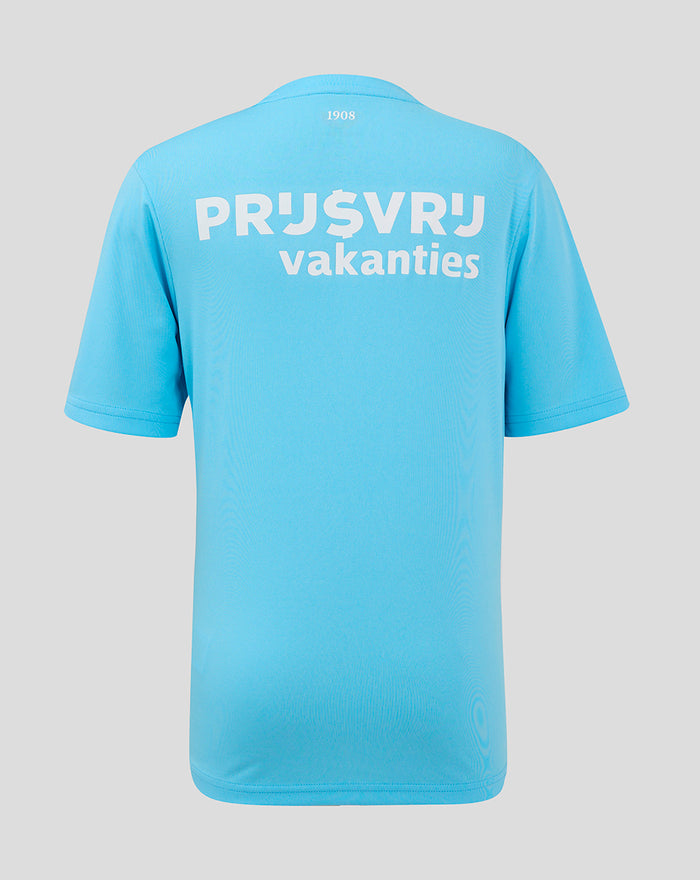 Back view of Feyenoord Keeper Thuisshirt 2024-2025 Junior in sky blue with large white print across the back.