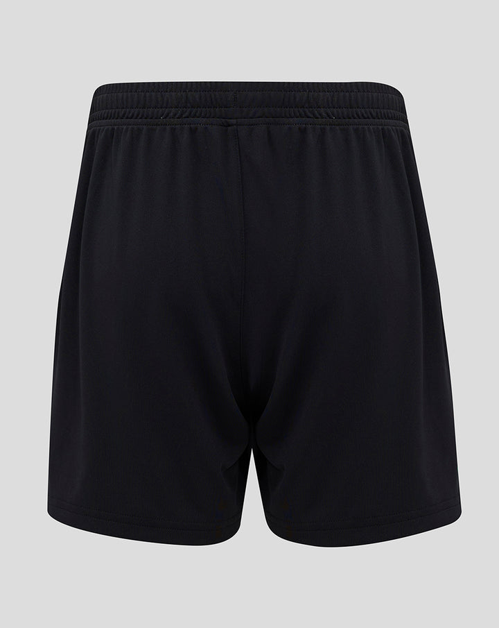 Back view of black Feyenoord 2024-2025 junior shorts with an elastic waistband