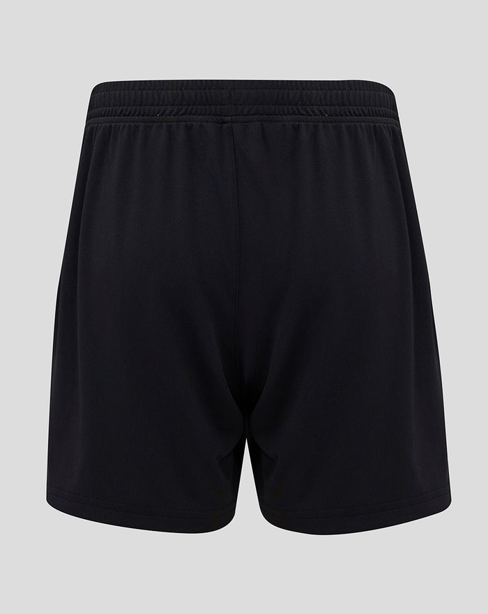 Back view of black Feyenoord 2024-2025 junior shorts with an elastic waistband