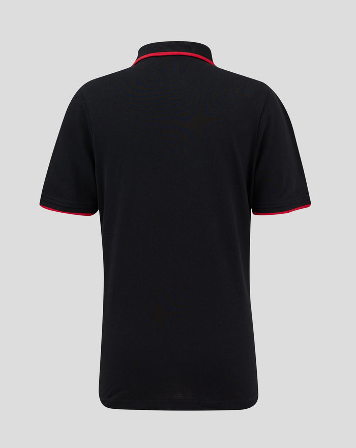 Back view of black Feyenoord Classic Polo Junior with red collar trim.