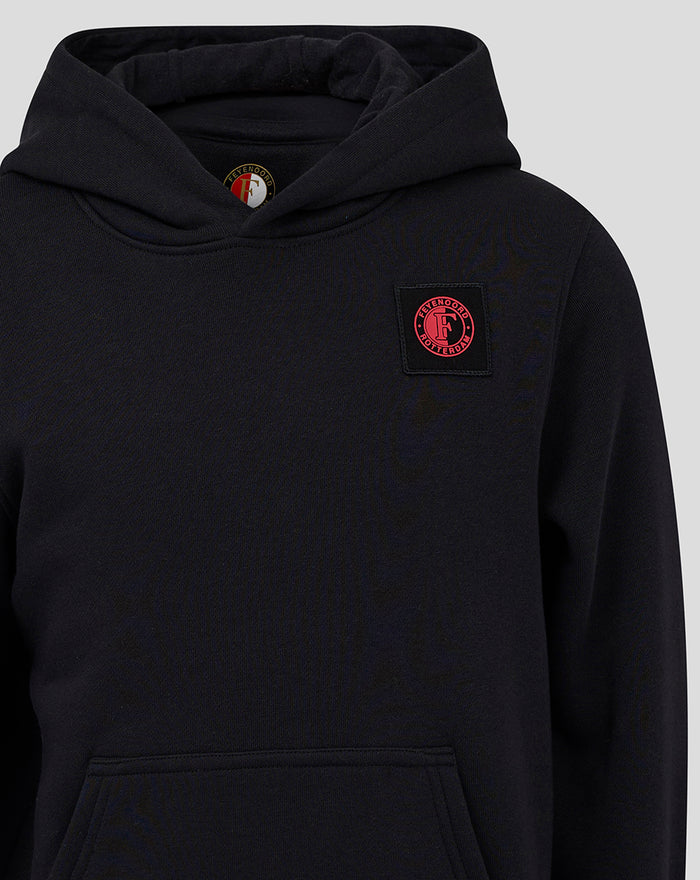 Black Feyenoord Classic Hoody junior with a red circular chest crest on the left