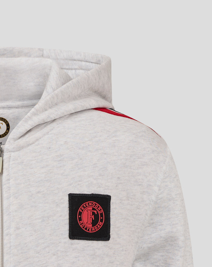 Light gray Feyenoord Classic Hoody junior with circular crest patch on the front.
