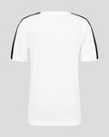 Back view of Feyenoord classic junior cotton T shirt white with black shoulder stripes