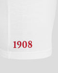 White Feyenoord junior T shirt featuring bold red 1908 numerals on the front