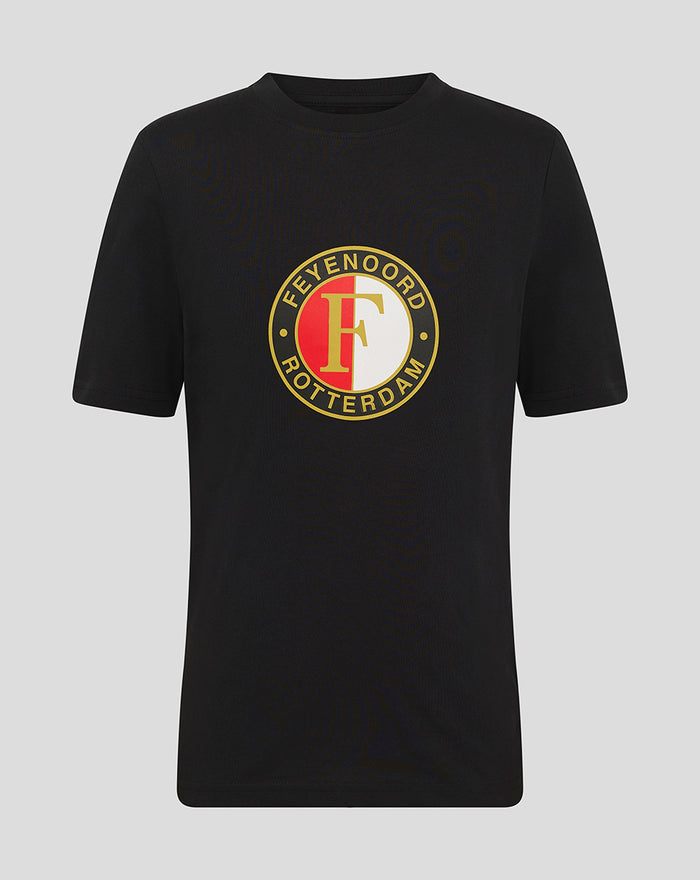 FEYENOORD core logo black T-shirt for juniors with a large circular emblem on the front