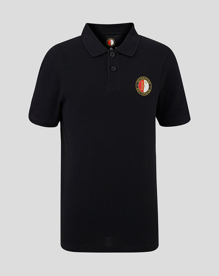 Junior black Feyenoord Core polo shirt with crest on chest