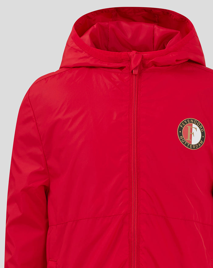 Red Feyenoord Core junior summer jacket with hood, full zip and circular team crest on the chest