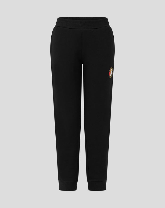 Junior black Feyenoord Core joggers with ribbed waistband and small crest on the thigh